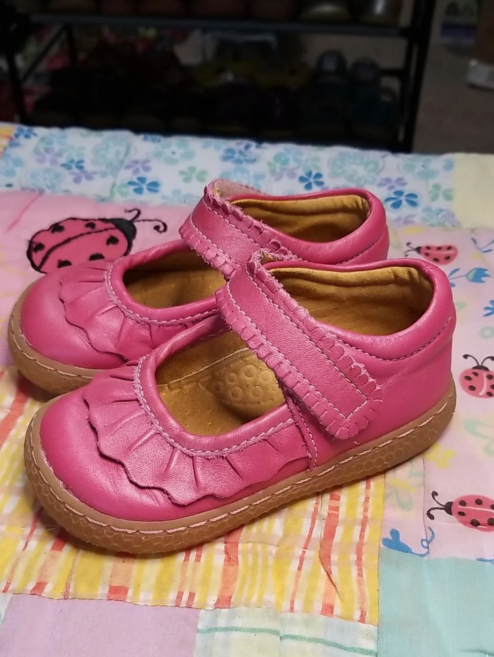 Livie & Luca Pink Shimmer Soft Leather Mary Jane Size 6 Ruche OG Made in Mexico
